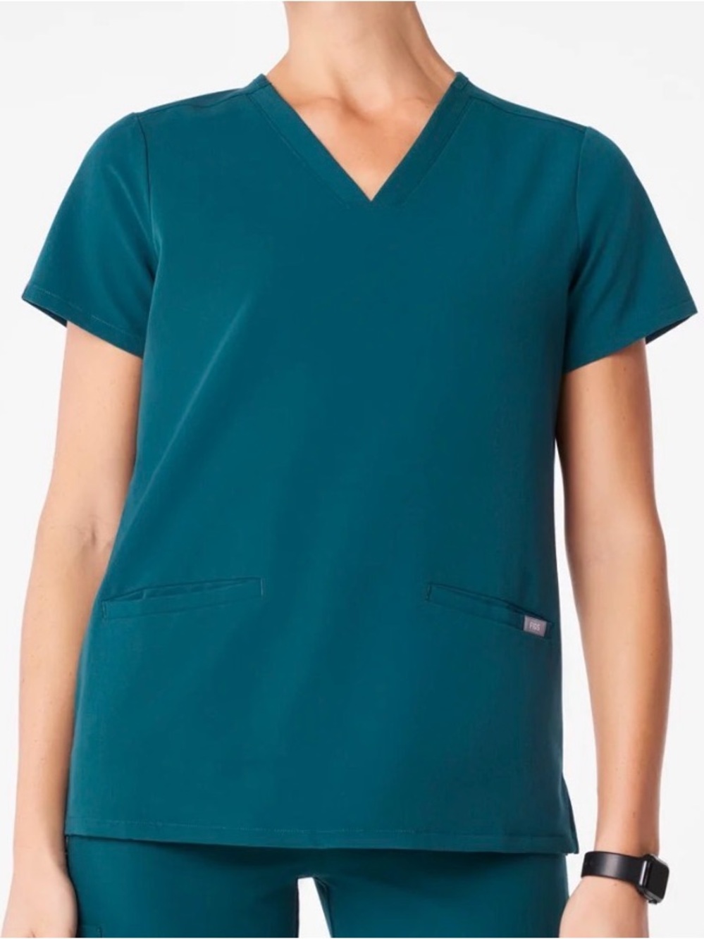 FIGS Casma Scrub Top XS Caribbean Blue Technical Collection Two Pocket